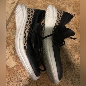 Women's Black and Leopard Print Sneakers